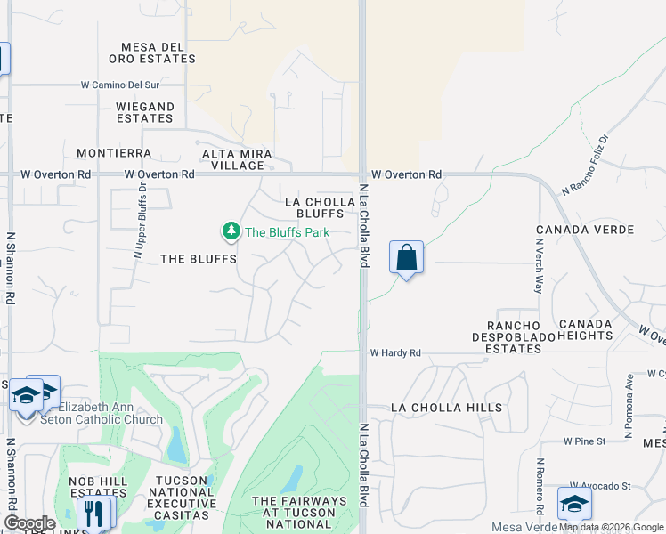 map of restaurants, bars, coffee shops, grocery stores, and more near 9000 North Mexican Sage Place in Tucson