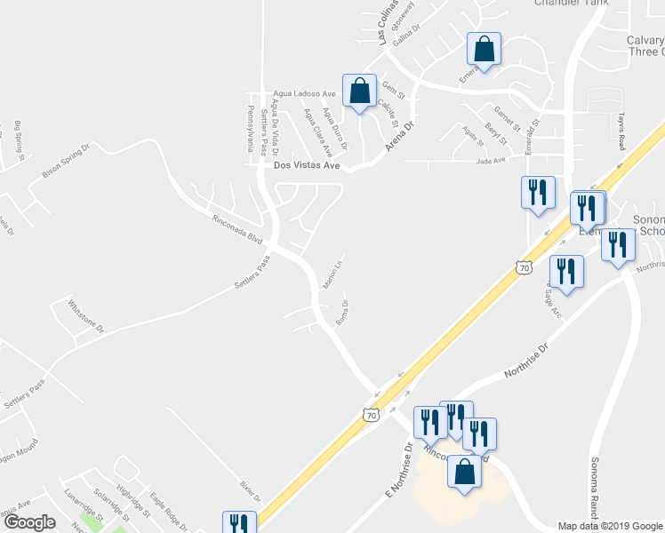 map of restaurants, bars, coffee shops, grocery stores, and more near 3617 Marion Lane in Las Cruces