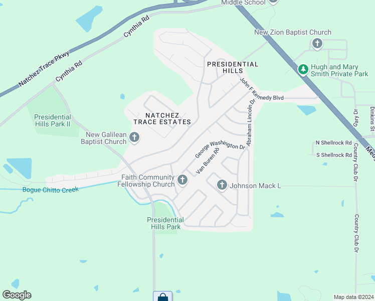 map of restaurants, bars, coffee shops, grocery stores, and more near 6537 Lyndon B Johnson Drive in Jackson