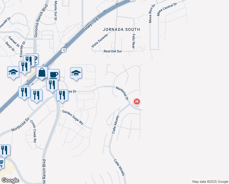 map of restaurants, bars, coffee shops, grocery stores, and more near 4326 Nambe Court in Las Cruces