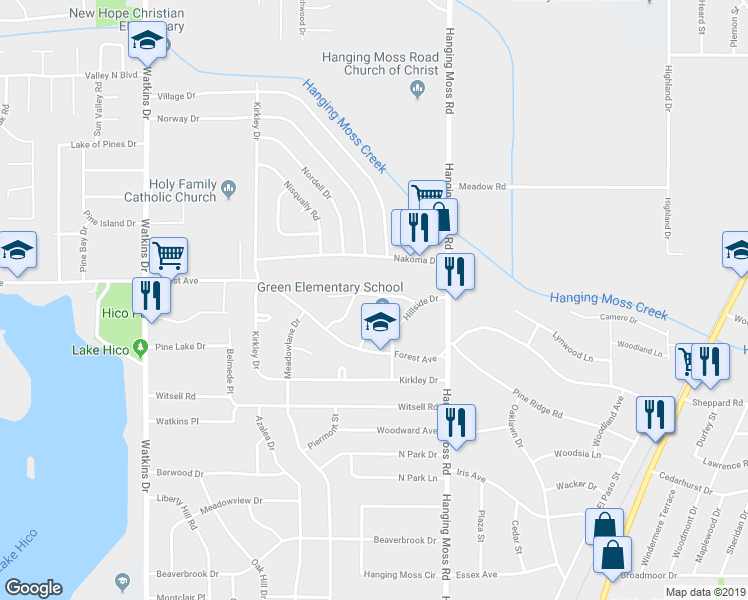 map of restaurants, bars, coffee shops, grocery stores, and more near 665 Heather Lane in Jackson