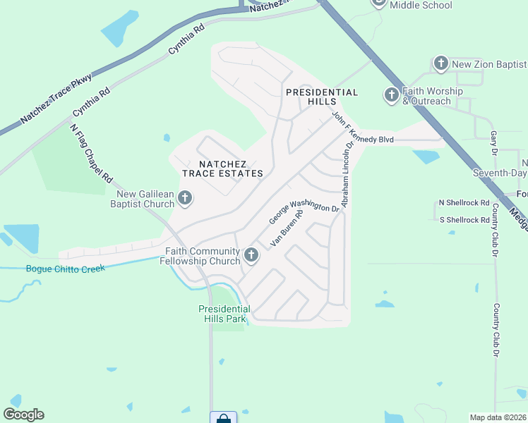 map of restaurants, bars, coffee shops, grocery stores, and more near 6542 Lyndon B Johnson Drive in Jackson