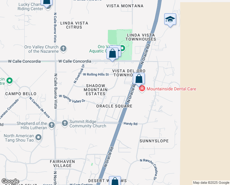 map of restaurants, bars, coffee shops, grocery stores, and more near 9020 North Shadow Mountain Drive in Oro Valley