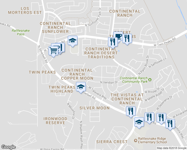 map of restaurants, bars, coffee shops, grocery stores, and more near 7760 West Summer Sky Drive in Tucson