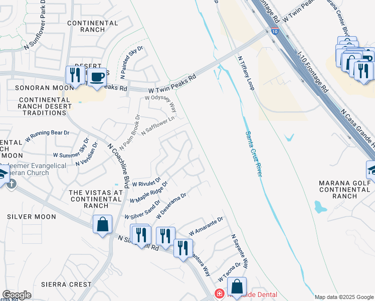 map of restaurants, bars, coffee shops, grocery stores, and more near 8995 N Lawndale Dr in Tucson