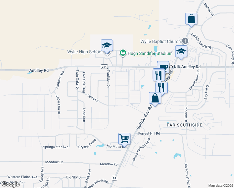 map of restaurants, bars, coffee shops, grocery stores, and more near 4625 Seals Ln in Abilene