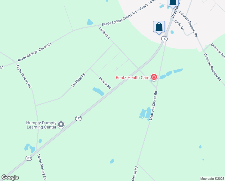 map of restaurants, bars, coffee shops, grocery stores, and more near 972 Peanut Road in Rentz