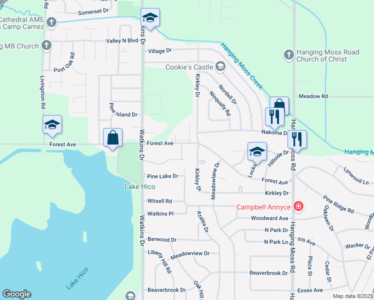 map of restaurants, bars, coffee shops, grocery stores, and more near 811 Forest Avenue in Jackson