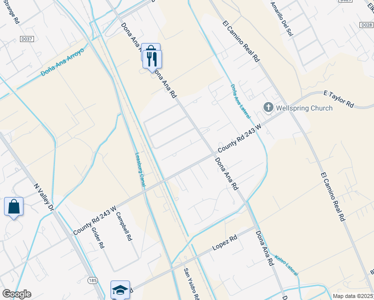 map of restaurants, bars, coffee shops, grocery stores, and more near 615 Don Miguel Avenue in Las Cruces