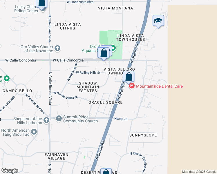 map of restaurants, bars, coffee shops, grocery stores, and more near 9020 North Shadow Mountain Drive in Oro Valley