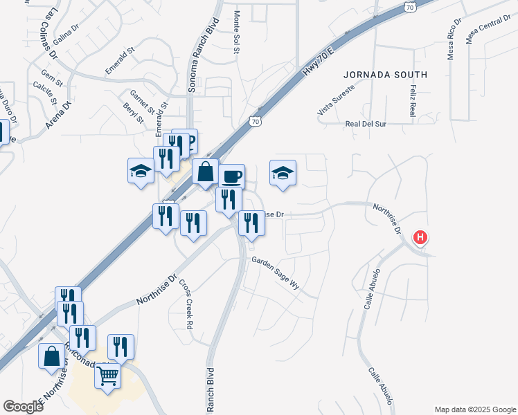 map of restaurants, bars, coffee shops, grocery stores, and more near 4608 Triumph Court in Las Cruces