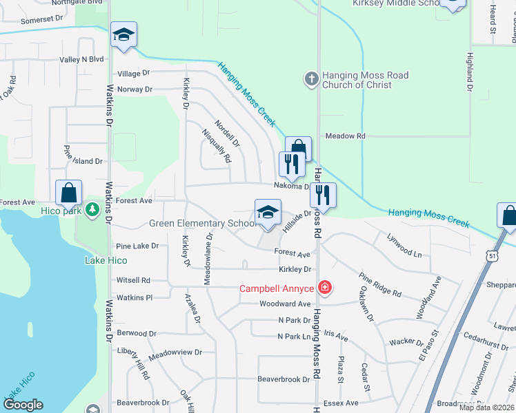 map of restaurants, bars, coffee shops, grocery stores, and more near 665 Heather Lane in Jackson