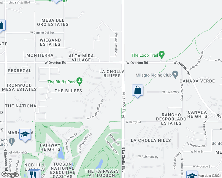 map of restaurants, bars, coffee shops, grocery stores, and more near 9041 North Sweet Acacia Place in Tucson