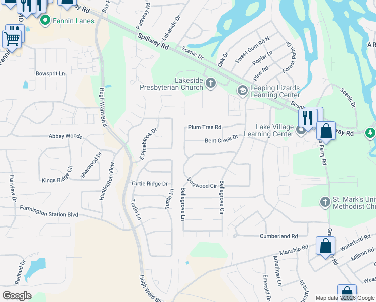 map of restaurants, bars, coffee shops, grocery stores, and more near 155 Plum Tree Road in Brandon