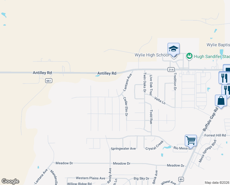 map of restaurants, bars, coffee shops, grocery stores, and more near 6426 Red Yucca Road in Abilene