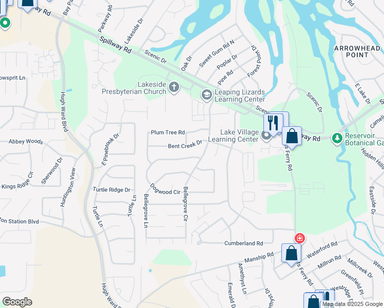 map of restaurants, bars, coffee shops, grocery stores, and more near 195 Dogwood Circle in Brandon