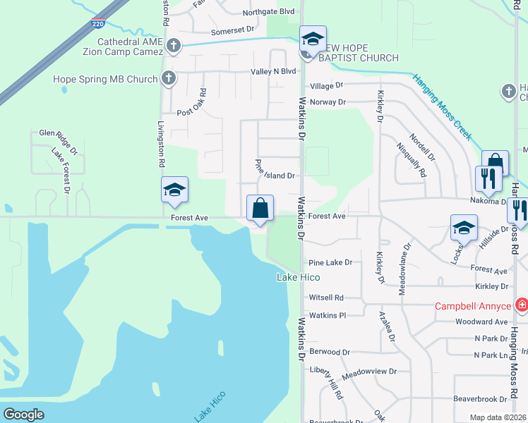 map of restaurants, bars, coffee shops, grocery stores, and more near 116 Pine Bay Drive in Jackson