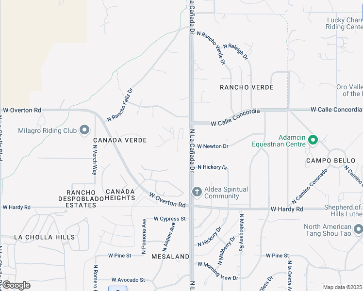 map of restaurants, bars, coffee shops, grocery stores, and more near 1440 West Canada Verde Drive in Tucson