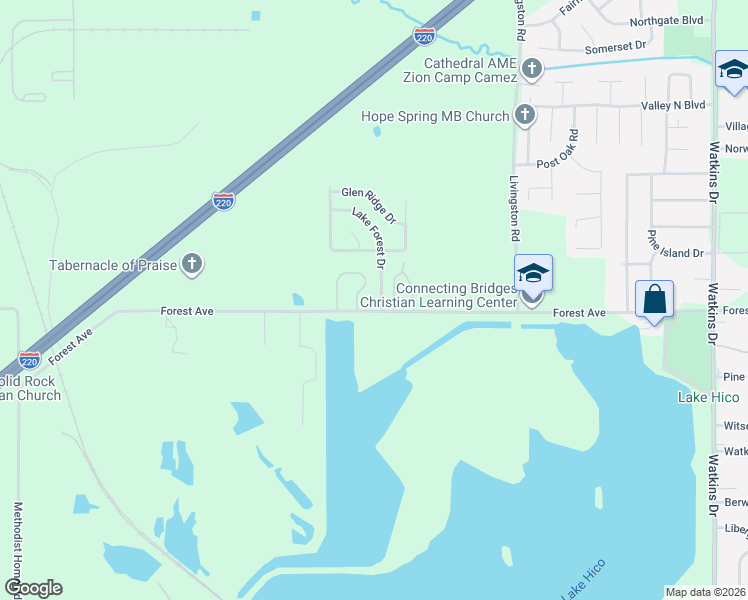 map of restaurants, bars, coffee shops, grocery stores, and more near 6524 Lake Forest Drive in Jackson