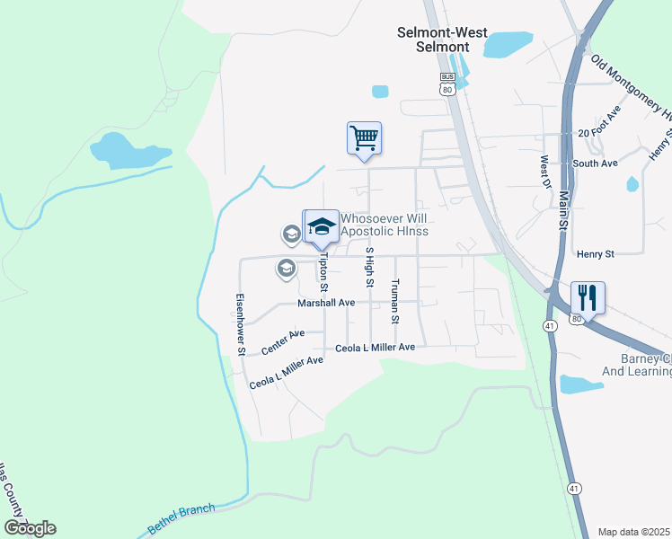 map of restaurants, bars, coffee shops, grocery stores, and more near 1110-1220 Roosevelt Ave in Selma
