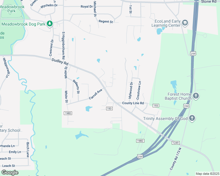 map of restaurants, bars, coffee shops, grocery stores, and more near 2001 Meadowgreen Drive in Kilgore