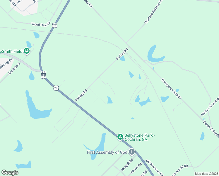 map of restaurants, bars, coffee shops, grocery stores, and more near 136 Catbird Road in Cochran