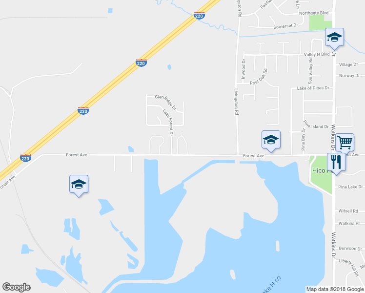 map of restaurants, bars, coffee shops, grocery stores, and more near 1390 Forest Avenue in Jackson