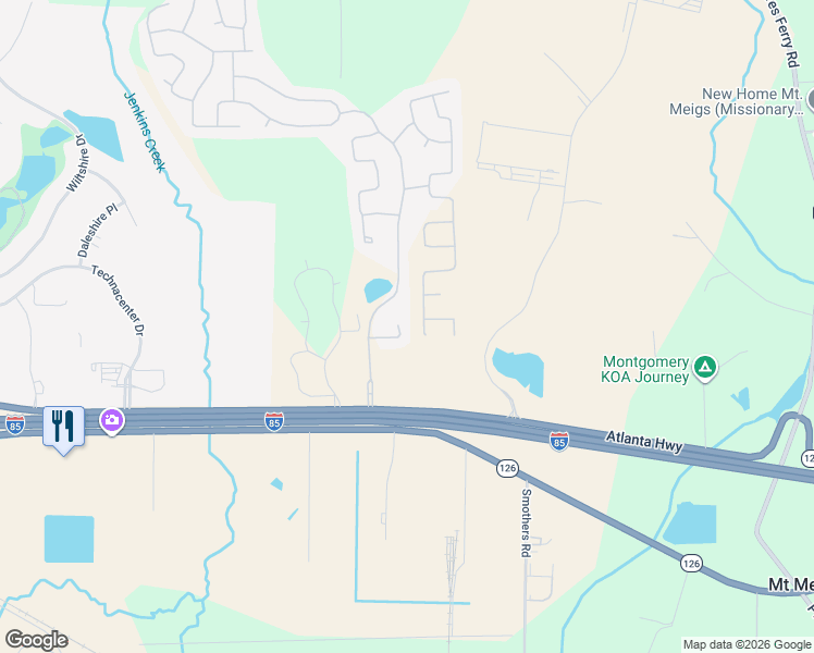 map of restaurants, bars, coffee shops, grocery stores, and more near 10641 Harcourt Trace in Montgomery