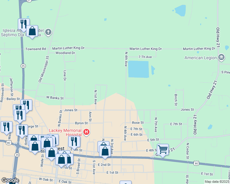 map of restaurants, bars, coffee shops, grocery stores, and more near 840 Willis Street in Forest