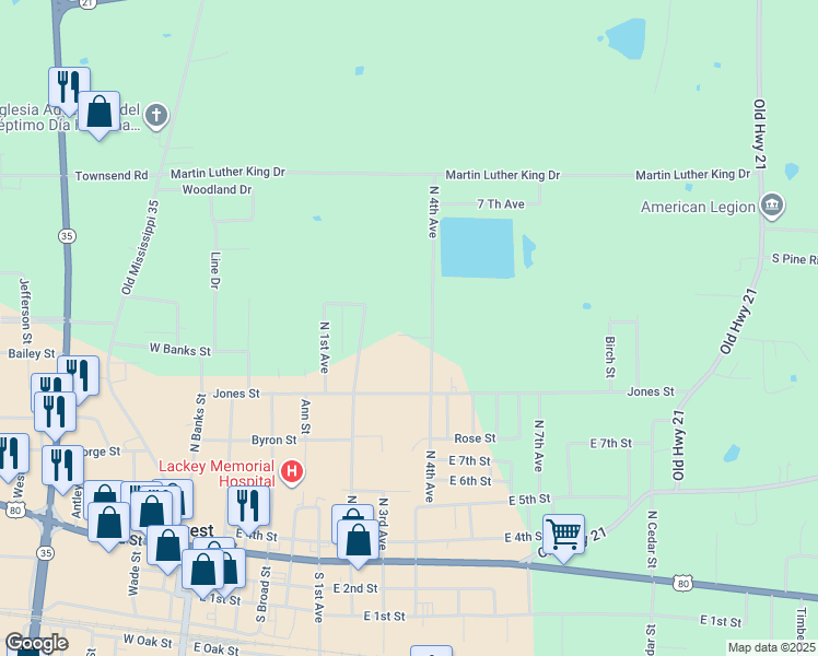 map of restaurants, bars, coffee shops, grocery stores, and more near 840 Willis Street in Forest