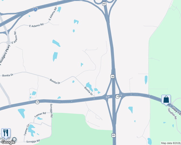 map of restaurants, bars, coffee shops, grocery stores, and more near 585 Pippins Road in Meridian