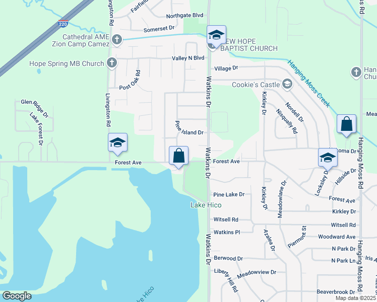 map of restaurants, bars, coffee shops, grocery stores, and more near 1116 Forest Avenue in Jackson