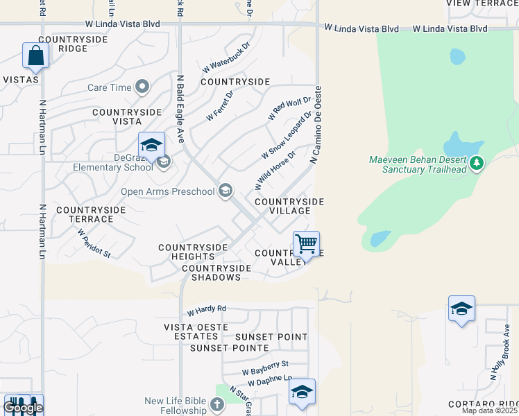 map of restaurants, bars, coffee shops, grocery stores, and more near 9075 North Wild Eagle Avenue in Tucson