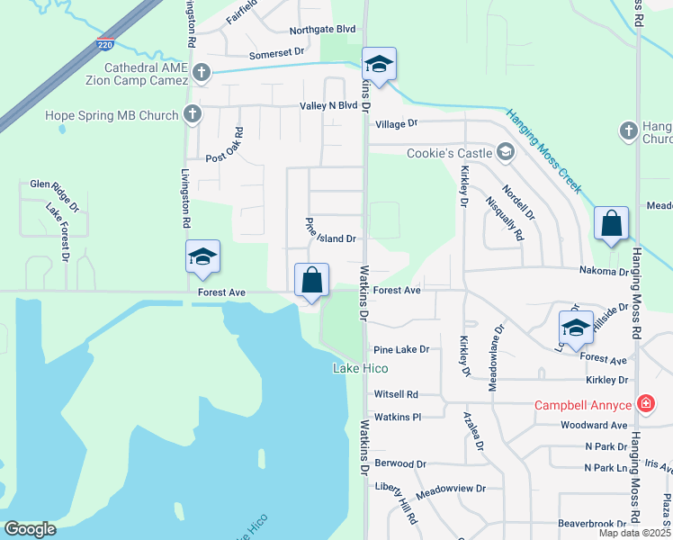map of restaurants, bars, coffee shops, grocery stores, and more near 1116 Forest Avenue in Jackson