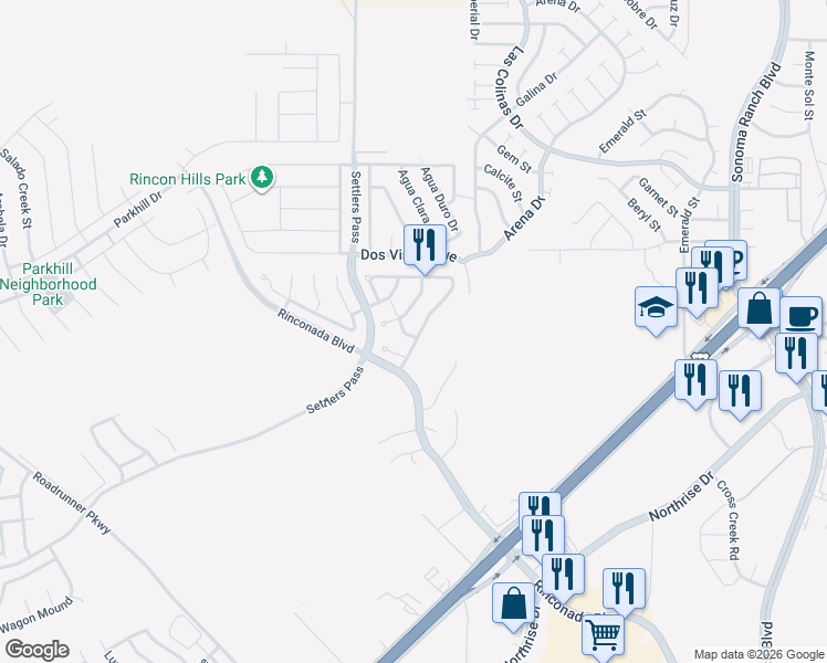map of restaurants, bars, coffee shops, grocery stores, and more near 3639 Ascencion Circle in Las Cruces