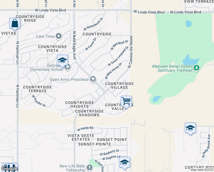 map of restaurants, bars, coffee shops, grocery stores, and more near 9075 North Wild Eagle Avenue in Tucson