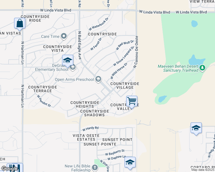 map of restaurants, bars, coffee shops, grocery stores, and more near 9075 North Wild Eagle Avenue in Tucson