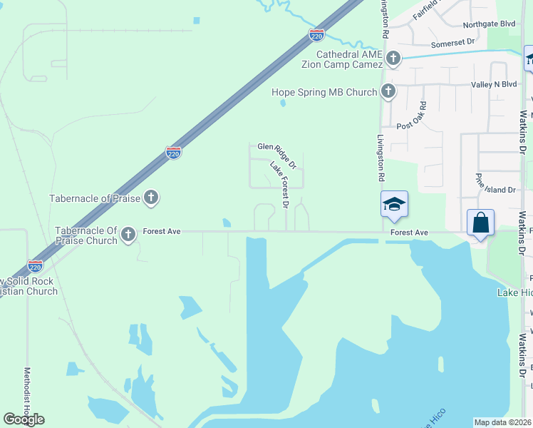 map of restaurants, bars, coffee shops, grocery stores, and more near 2322 Forest Avenue in Jackson