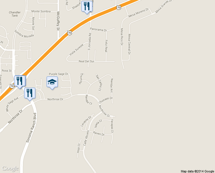 map of restaurants, bars, coffee shops, grocery stores, and more near 4464 Nambe Arc in Las Cruces