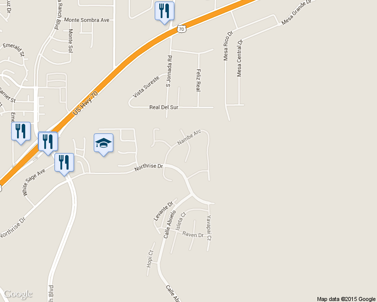map of restaurants, bars, coffee shops, grocery stores, and more near 5160 San Carlos Ct in Las Cruces