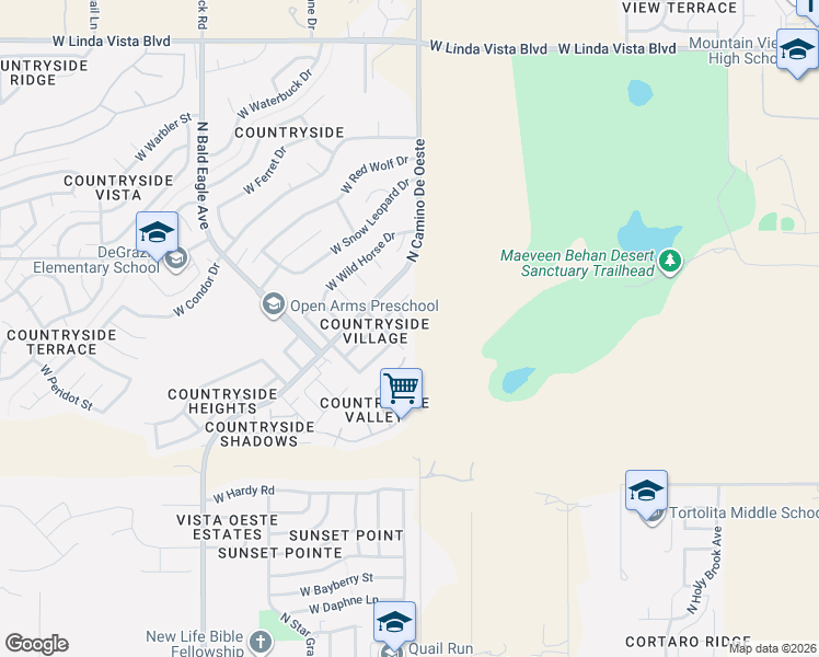 map of restaurants, bars, coffee shops, grocery stores, and more near 4663 West Calatrava Lane in Tucson