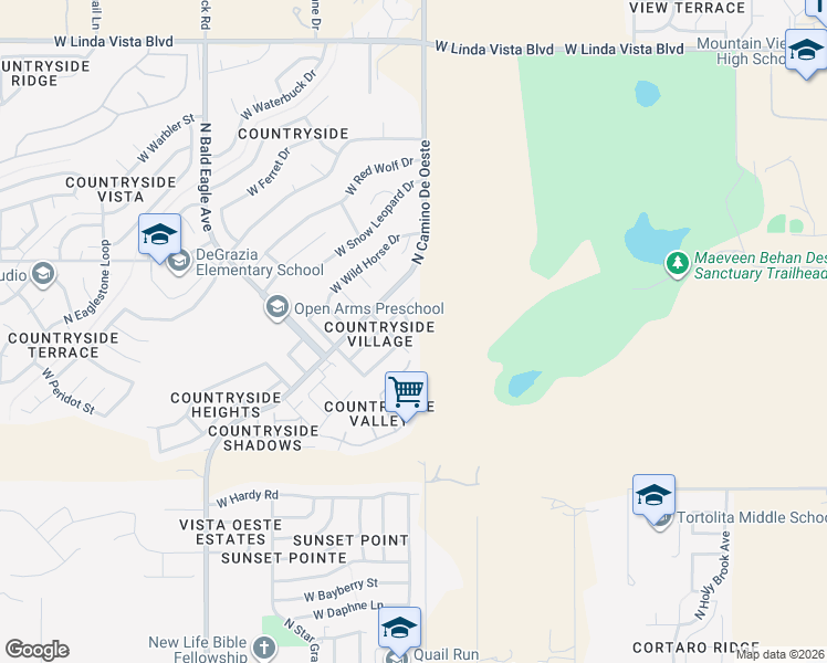 map of restaurants, bars, coffee shops, grocery stores, and more near 4663 West Calatrava Lane in Tucson