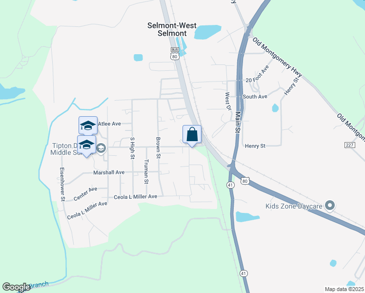 map of restaurants, bars, coffee shops, grocery stores, and more near Tabb Street in Selmont-West Selmont