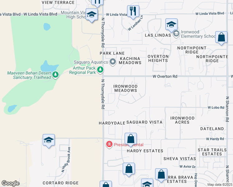 map of restaurants, bars, coffee shops, grocery stores, and more near 9094 Wagon Spoke Court in Oro Valley
