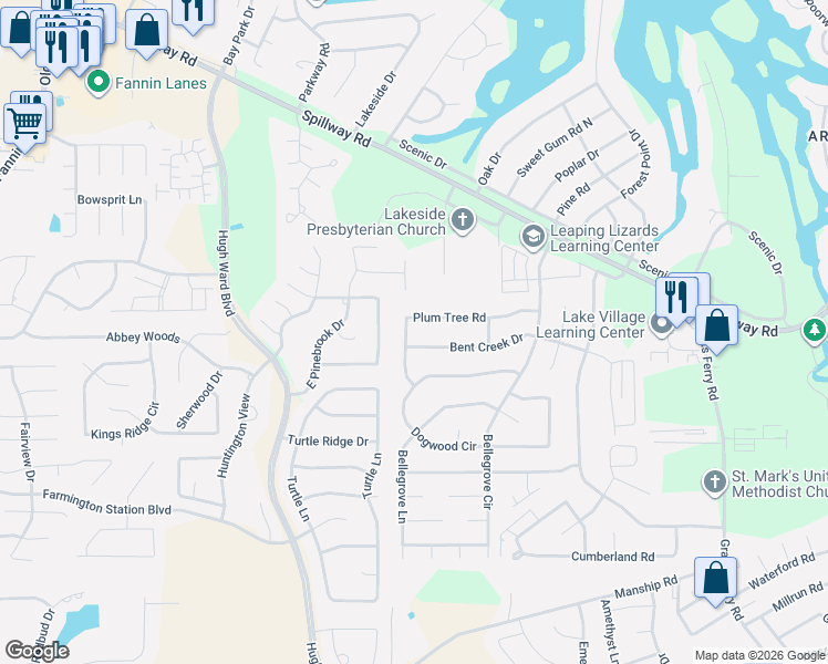 map of restaurants, bars, coffee shops, grocery stores, and more near 141 Plum Tree Road in Brandon
