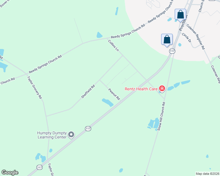 map of restaurants, bars, coffee shops, grocery stores, and more near 972-984 Peanut Road in Rentz