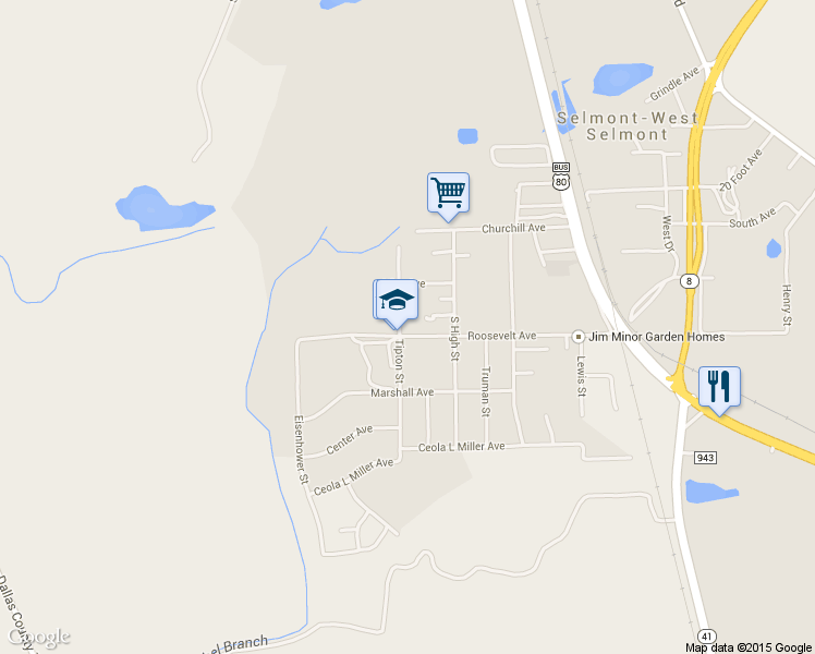 map of restaurants, bars, coffee shops, grocery stores, and more near 1220 Roosevelt Avenue in Selma
