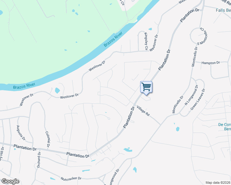 map of restaurants, bars, coffee shops, grocery stores, and more near 9205 Plantation Drive in Granbury