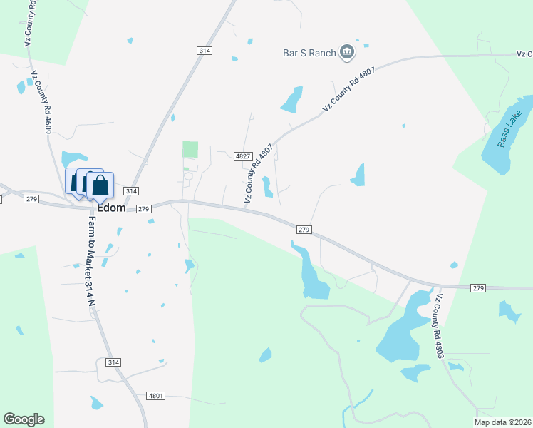 map of restaurants, bars, coffee shops, grocery stores, and more near 8721 Farm to Market Road 279 in Ben Wheeler