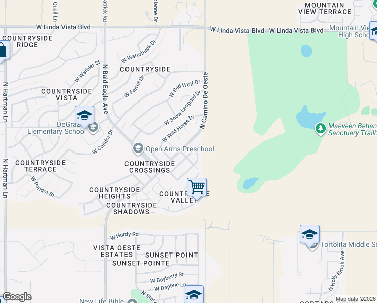 map of restaurants, bars, coffee shops, grocery stores, and more near 9012 North Roebling Drive in Tucson